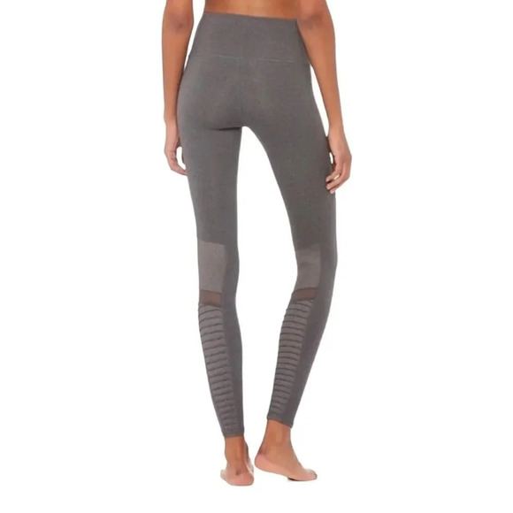 ALO YOGA High Rise Moto Leggings In Stormy Heather Gray - Picture 4 of 16